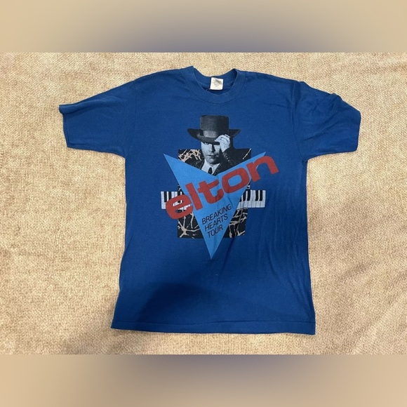 Signal Other - Vintage 80s Elton John Everybodys Restless Breaking Hearts Concert Tour T-Shirt